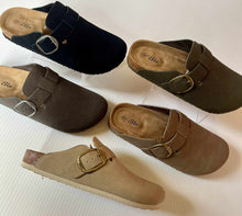 Load image into Gallery viewer, Faux Suede Mules with Buckle Detail