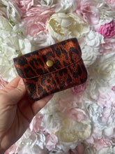 Load image into Gallery viewer, Metallic Leopard Print Leather Button Detail Coin Purse