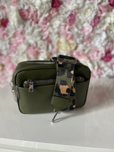 Load image into Gallery viewer, Double Zip Crossbody Bag with Funky Strap and Zippered Pouch
