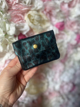 Load image into Gallery viewer, Metallic Leopard Print Leather Button Detail Coin Purse