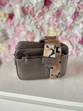 Load image into Gallery viewer, Double Zip Crossbody Bag with Funky Strap and Zippered Pouch