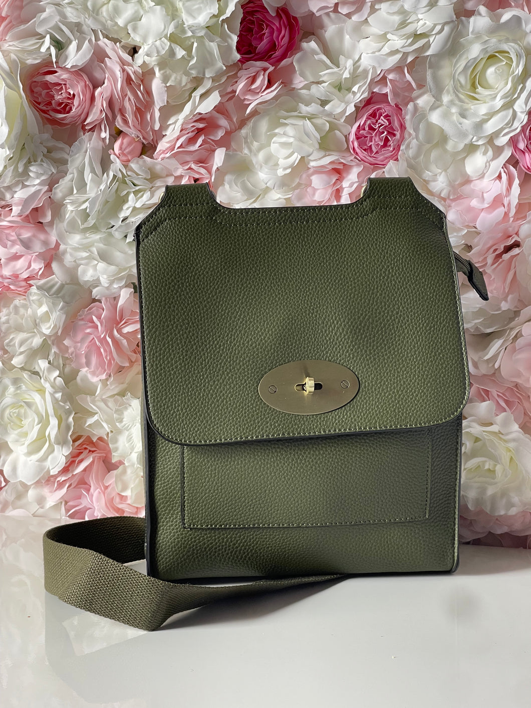 Twist Lock Flap Over Crossbody Bag