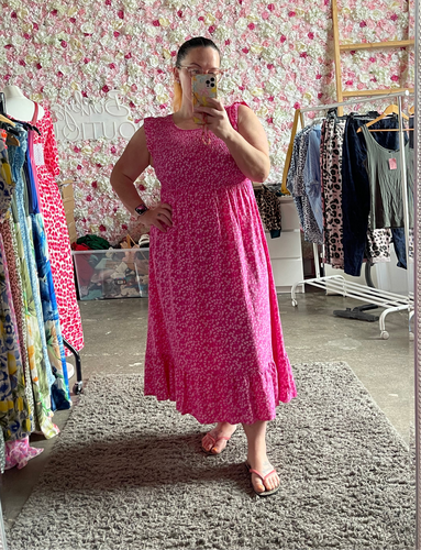 Longer Length Ditsy Daisy Print Dress