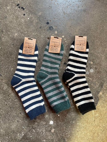 Mens Thick Stripe Print Cosy Ribbed Socks