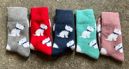 Westie Dog Print Cosy Ribbed Socks
