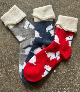 Westie Dog Print Cosy Cuff Socks