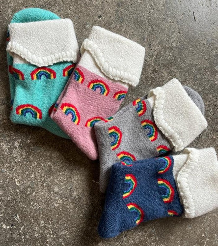 Rainbow Print Cosy Cuff Socks