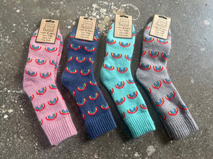 Rainbow Print Cosy Ribbed Socks