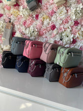 Load image into Gallery viewer, Double Zip Crossbody Bag with Funky Strap and Zippered Pouch