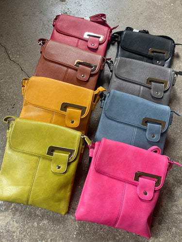 Double Compartment Crossbody Bag - Various Colours