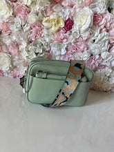 Load image into Gallery viewer, Double Zip Crossbody Bag with Funky Strap and Zippered Pouch