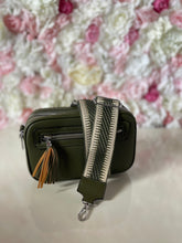 Load image into Gallery viewer, Double Zip Crossbody Bag with Funky Strap and Zippered Front Pocket