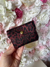 Load image into Gallery viewer, Metallic Leopard Print Leather Button Detail Coin Purse