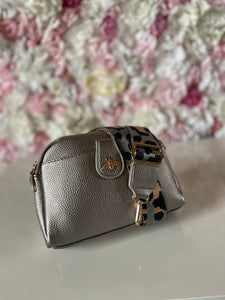 Double Zip Bee Crossbody Bag with Funky Strap