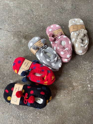 Spotty Dot Cosy Slippers with Gripper Sole