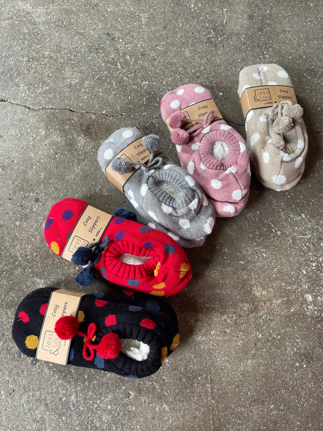 Spotty Dot Cosy Slippers with Gripper Sole