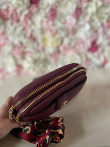 Double Zip Bee Crossbody Bag with Funky Strap