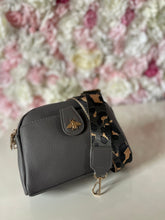Load image into Gallery viewer, Double Zip Bee Crossbody Bag with Funky Strap