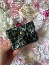 Load image into Gallery viewer, Metallic Leopard Print Leather Button Detail Coin Purse