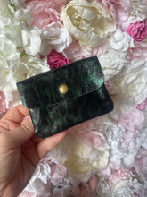 Load image into Gallery viewer, Metallic Leopard Print Leather Button Detail Coin Purse