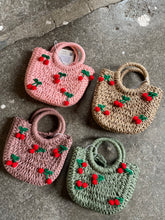 Load image into Gallery viewer, Cherry Detail Basket Bag with Detachable Crossbody Strap