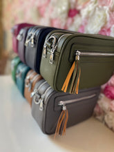 Load image into Gallery viewer, Double Zip Crossbody Bag with Funky Strap and Zippered Front Pocket