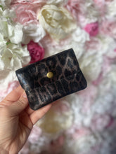Load image into Gallery viewer, Metallic Leopard Print Leather Button Detail Coin Purse
