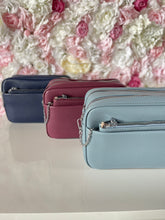 Load image into Gallery viewer, Double Zip Crossbody Bag with Funky Strap and Zippered Pouch