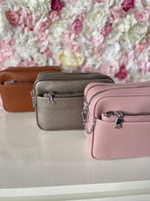 Load image into Gallery viewer, Double Zip Crossbody Bag with Funky Strap and Zippered Pouch