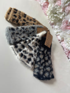 Leopard Print Soft Fingerless Gloves