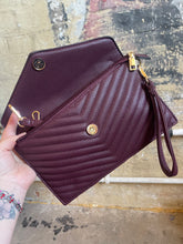 Load image into Gallery viewer, Maroon Quilted Clutch Crossbody Bag