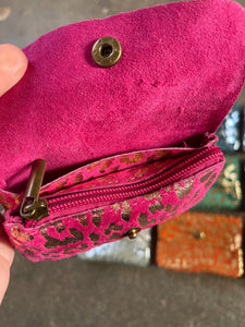 Suede Leopard Print Coin Purse