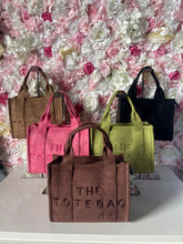 Load image into Gallery viewer, Faux Suede Mid Size Tote Bag