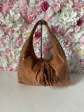 Load image into Gallery viewer, Press Stud Detail Faux Suede Slouchy Shoulder Bag