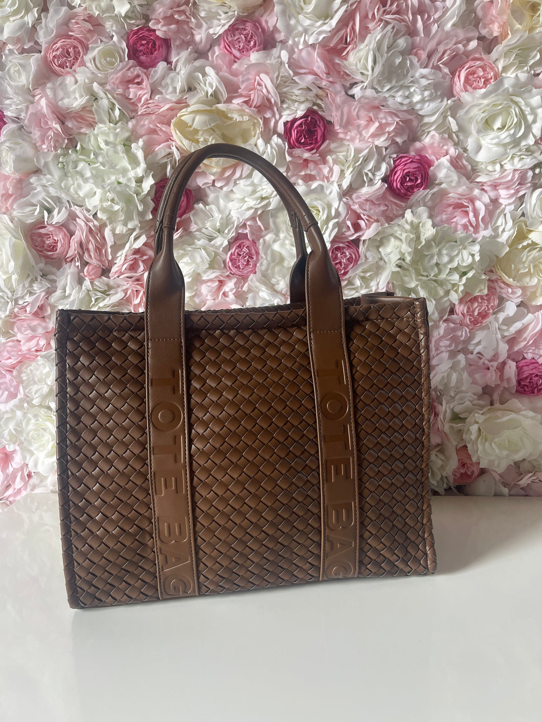 Woven Detail Large Size Tote Bag