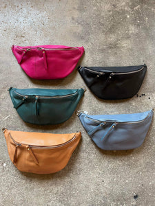 Leather Sling Crossbody Bag - Various Colours