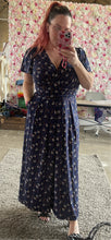 Load image into Gallery viewer, Navy Ditsy Leopard &amp; Floral Print Wide Leg Jumpsuit