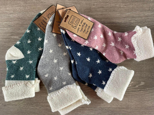Star Print Cosy Cuff Socks